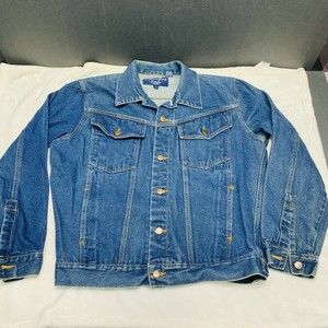 INTERNATIONAL DESIGNS BY HARBOUR WEATHERCASTER MEN'S BLUE DENIM BUTTON UP JACKET